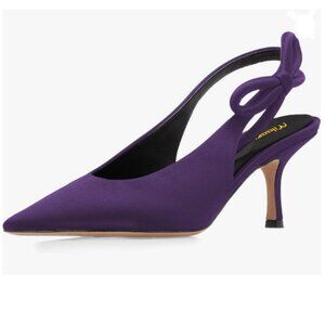 Milooey Purple Women's Slingback Bowknot Stiletto Heel Pumps Slip On Sandals